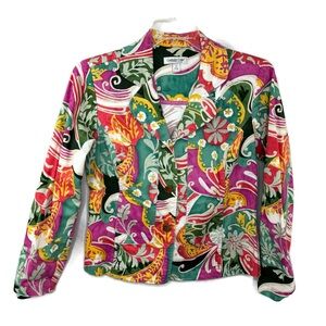 Coldwater Creek Bold Floral Jacket Light Weight Medium in size Front Pockets